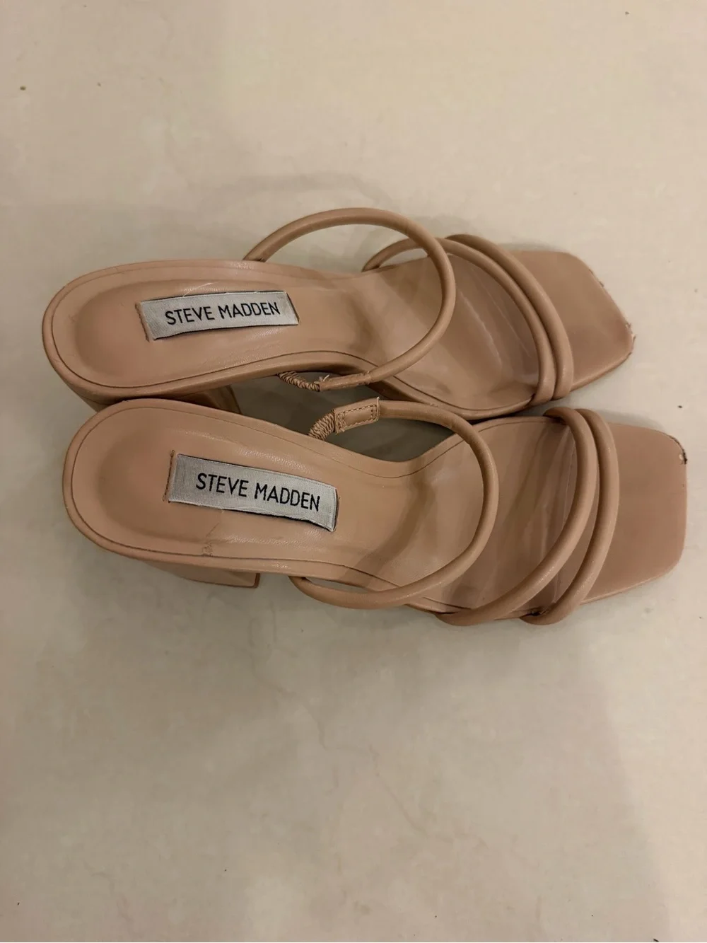 Steve Madden Blush Tan Strappy Block Heel Sandals
